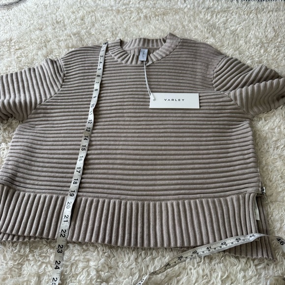 Varley Talbert Women’s Pullover Cotton Sweater Small Cobweb Gray Zipper Rib NEW - Picture 7 of 11